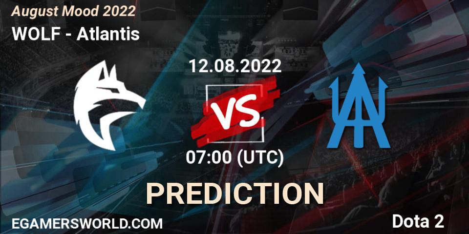 WOLF vs Atlantis: Betting TIp, Match Prediction. 12.08.2022 at 07:37. Dota 2, August Mood 2022