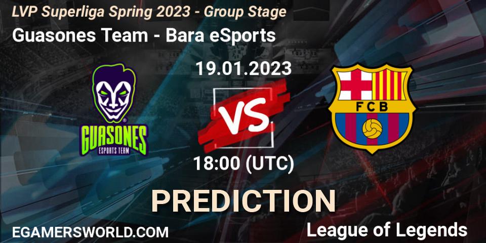 Guasones Team vs Barça eSports: Betting TIp, Match Prediction. 19.01.2023 at 18:00. LoL, LVP Superliga Spring 2023 - Group Stage