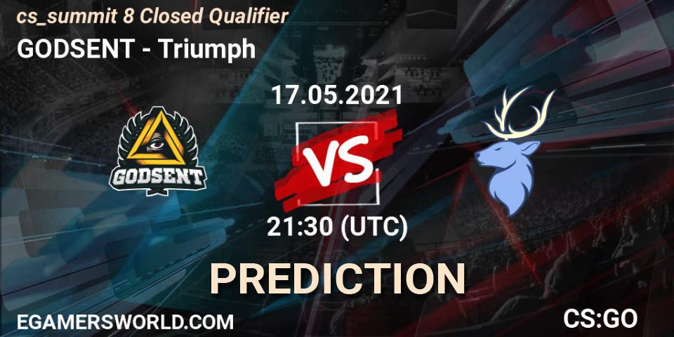 GODSENT vs Triumph: Betting TIp, Match Prediction. 17.05.2021 at 21:30. Counter-Strike (CS2), cs_summit 8 Closed Qualifier