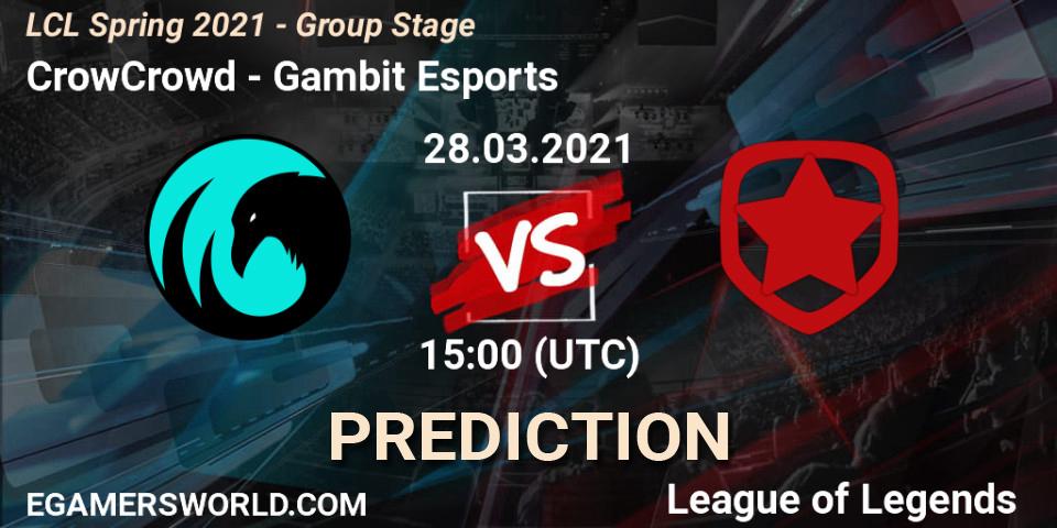 CrowCrowd vs Gambit Esports: Betting TIp, Match Prediction. 28.03.21. LoL, LCL Spring 2021 - Group Stage