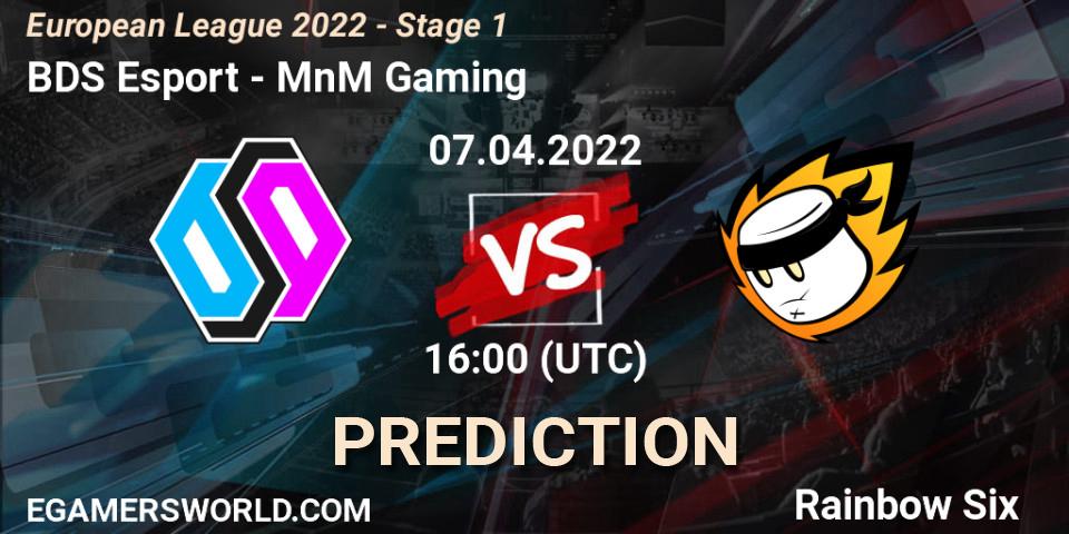 BDS Esport vs MnM Gaming: Betting TIp, Match Prediction. 07.04.2022 at 19:45. Rainbow Six, European League 2022 - Stage 1