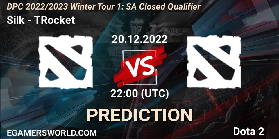 Silk vs TRocket: Betting TIp, Match Prediction. 20.12.2022 at 22:00. Dota 2, DPC 2022/2023 Winter Tour 1: SA Closed Qualifier
