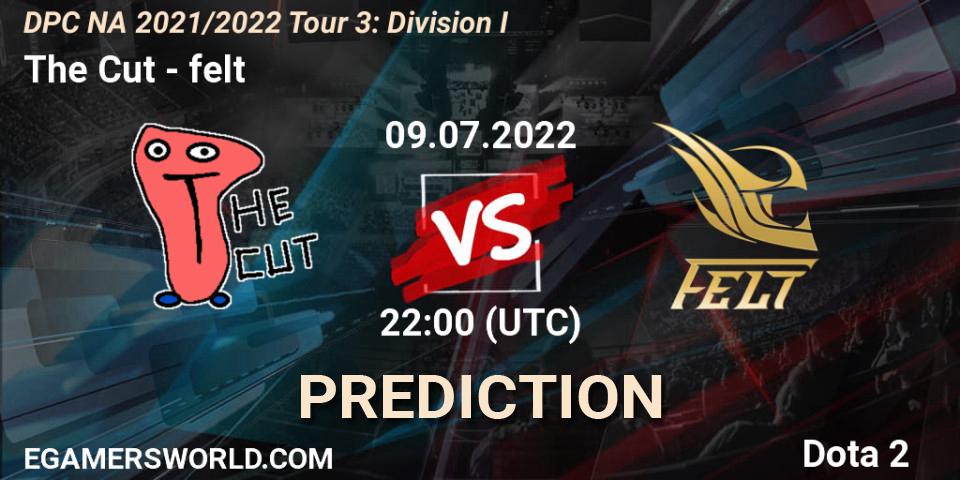 The Cut vs felt: Betting TIp, Match Prediction. 09.07.2022 at 21:55. Dota 2, DPC NA 2021/2022 Tour 3: Division I