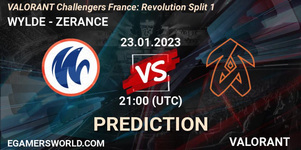 WYLDE vs ZERANCE: Betting TIp, Match Prediction. 23.01.23. VALORANT, VALORANT Challengers 2023 France: Revolution Split 1