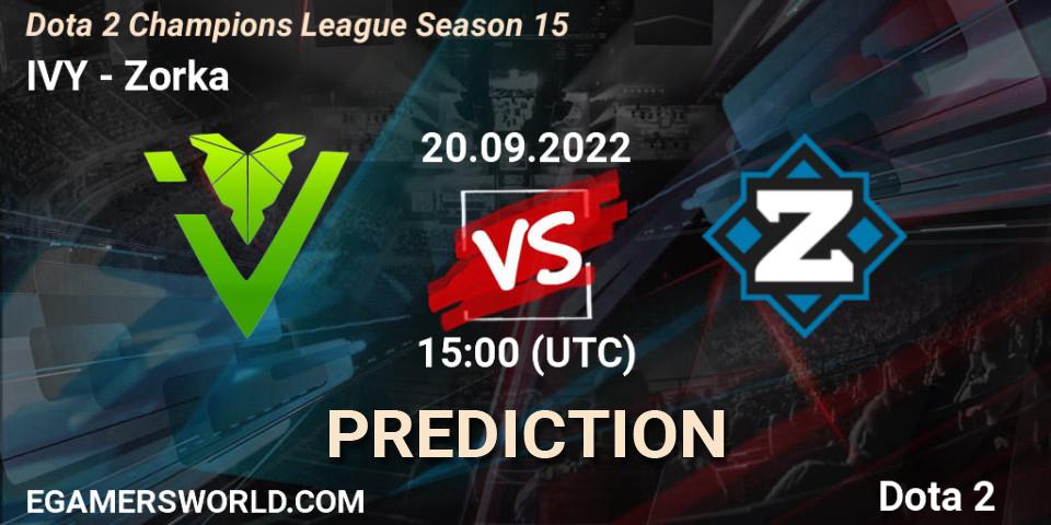 IVY vs Zorka: Betting TIp, Match Prediction. 20.09.22. Dota 2, Dota 2 Champions League Season 15