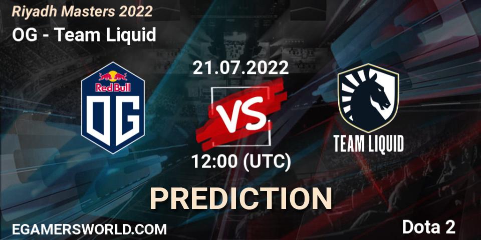 OG vs Team Liquid: Betting TIp, Match Prediction. 21.07.2022 at 12:00. Dota 2, Riyadh Masters 2022