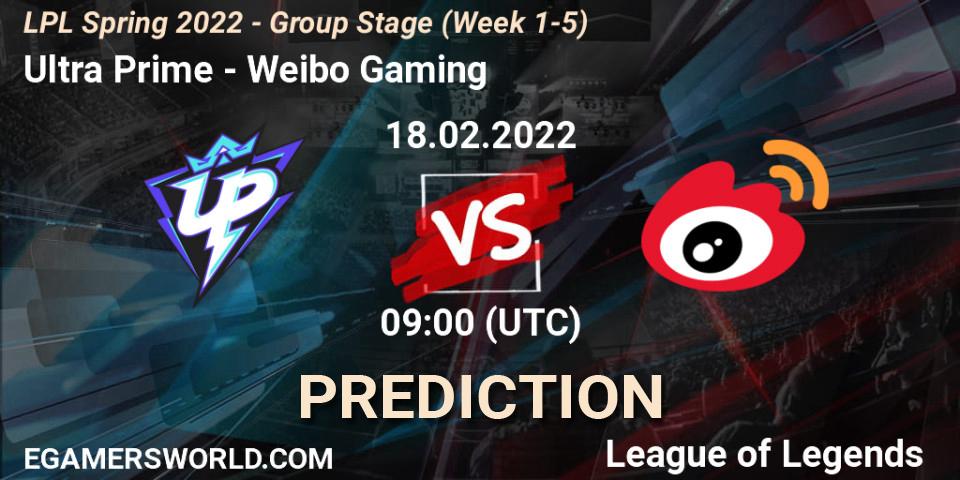 Ultra Prime vs Weibo Gaming: Betting TIp, Match Prediction. 18.02.2022 at 10:20. LoL, LPL Spring 2022 - Group Stage (Week 1-5)