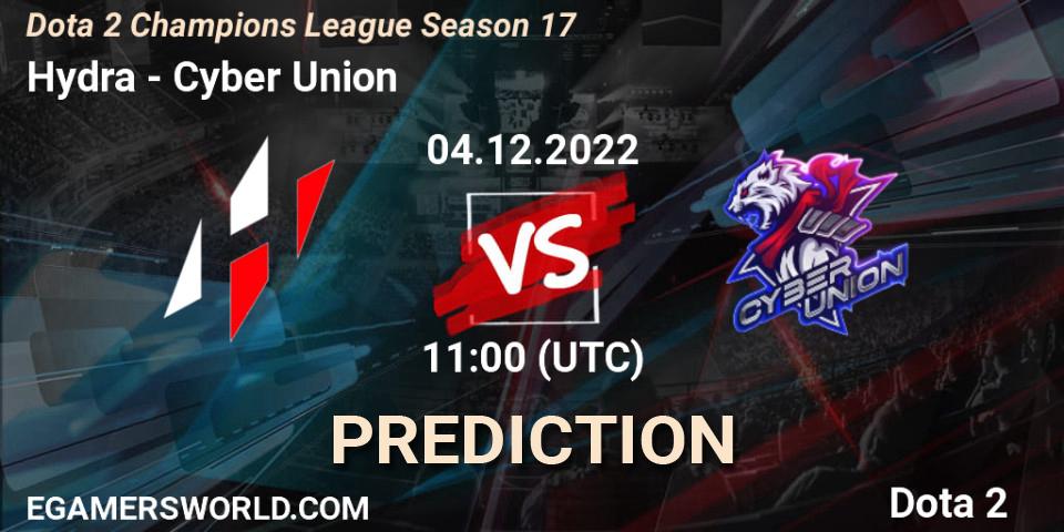 Hydra vs Cyber Union: Betting TIp, Match Prediction. 04.12.22. Dota 2, Dota 2 Champions League Season 17