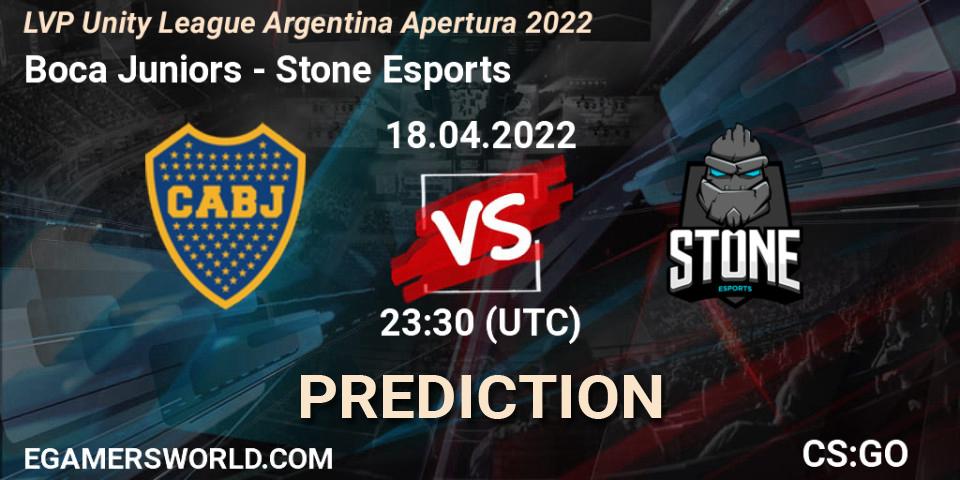 Boca Juniors vs Stone Esports: Betting TIp, Match Prediction. 27.04.2022 at 23:30. Counter-Strike (CS2), LVP Unity League Argentina Apertura 2022