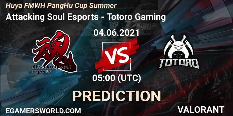 Attacking Soul Esports vs Totoro Gaming: Betting TIp, Match Prediction. 04.06.2021 at 05:00. VALORANT, Huya FMWH PangHu Cup Summer