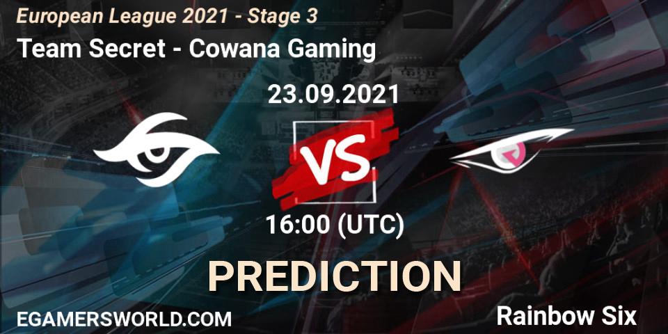 Team Secret vs Cowana Gaming: Betting TIp, Match Prediction. 23.09.21. Rainbow Six, European League 2021 - Stage 3