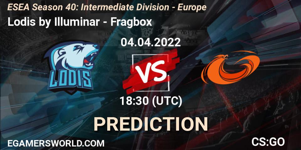 Lodis by Illuminar vs Fragbox: Betting TIp, Match Prediction. 04.04.22. CS2 (CS:GO), ESEA Season 40: Intermediate Division - Europe