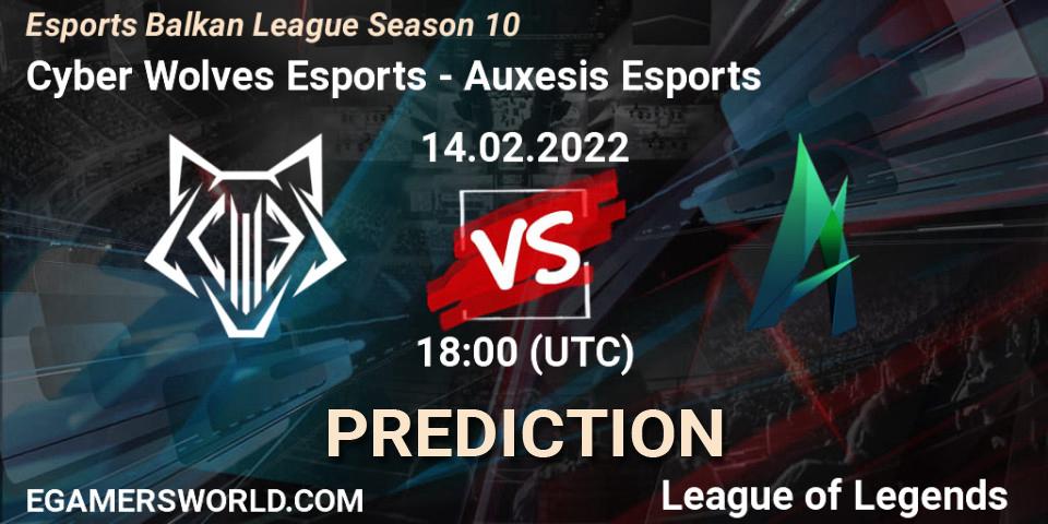 Cyber Wolves Esports vs Auxesis Esports: Betting TIp, Match Prediction. 14.02.2022 at 18:00. LoL, Esports Balkan League Season 10