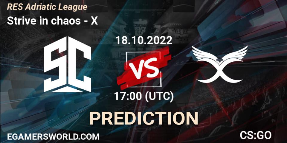 Strive in chaos vs X: Betting TIp, Match Prediction. 18.10.2022 at 18:00. Counter-Strike (CS2), RES Adriatic League