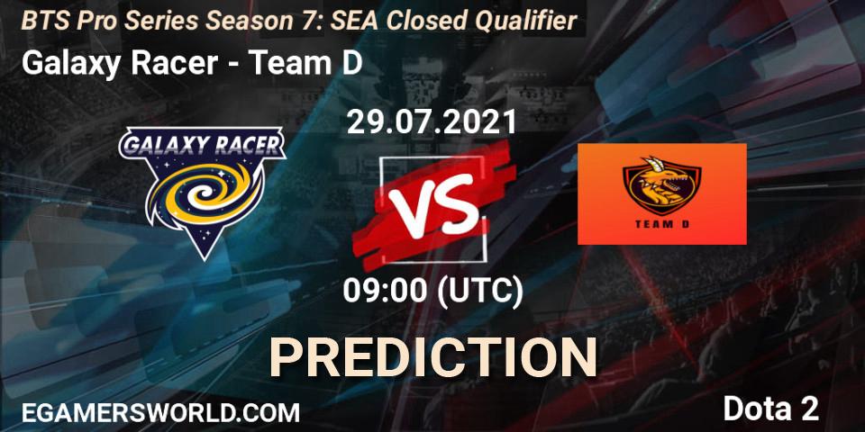 Galaxy Racer vs Team D: Betting TIp, Match Prediction. 29.07.2021 at 07:40. Dota 2, BTS Pro Series Season 7: SEA Closed Qualifier