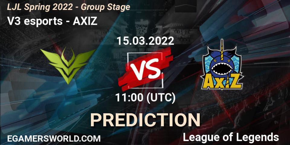 V3 esports vs AXIZ: Betting TIp, Match Prediction. 15.03.22. LoL, LJL Spring 2022 - Group Stage