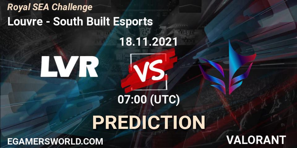 Louvre vs South Built Esports: Betting TIp, Match Prediction. 18.11.2021 at 07:00. VALORANT, Royal SEA Challenge