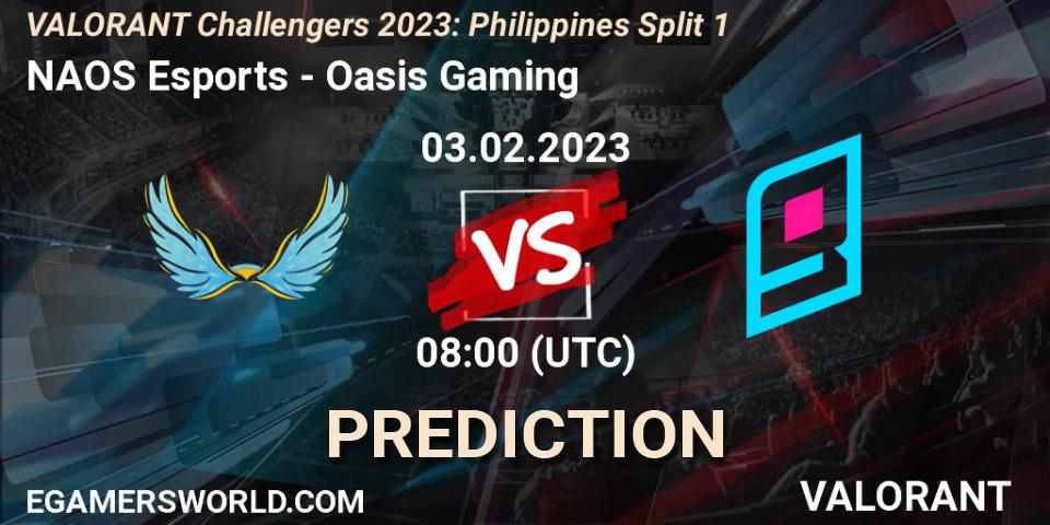 NAOS Esports vs Oasis Gaming: Betting TIp, Match Prediction. 03.02.23. VALORANT, VALORANT Challengers 2023: Philippines Split 1