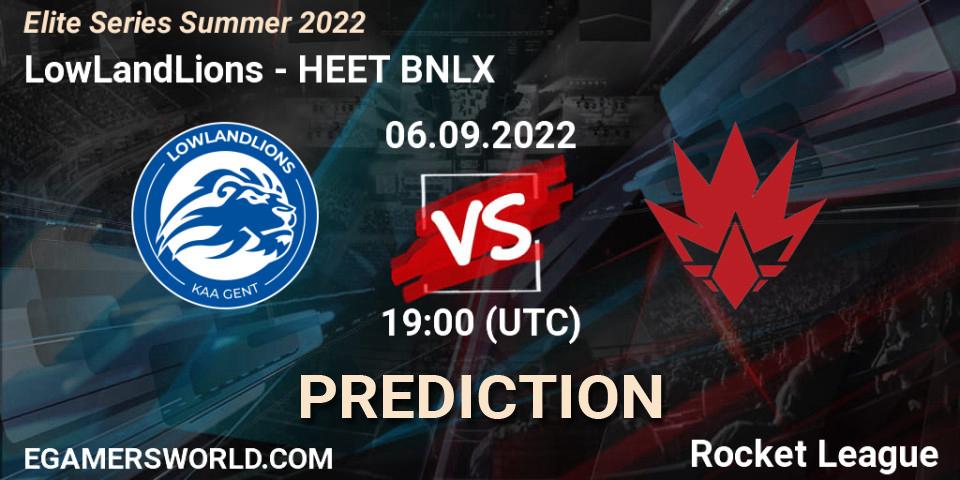 LowLandLions vs HEET BNLX: Betting TIp, Match Prediction. 13.09.2022 at 19:50. Rocket League, Elite Series Summer 2022
