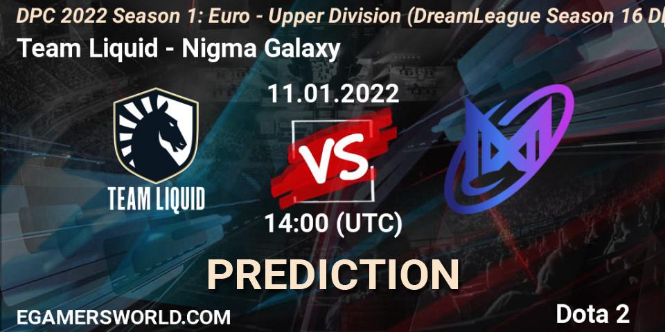 Team Liquid vs Nigma Galaxy: Betting TIp, Match Prediction. 11.01.2022 at 14:21. Dota 2, DPC 2022 Season 1: Euro - Upper Division (DreamLeague Season 16 DPC WEU)