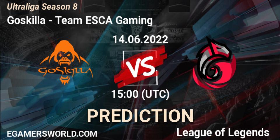 Goskilla vs Team ESCA Gaming: Betting TIp, Match Prediction. 14.06.2022 at 15:00. LoL, Ultraliga Season 8