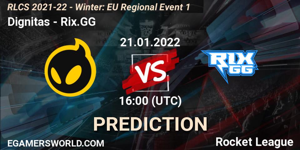 Dignitas vs Rix.GG: Betting TIp, Match Prediction. 21.01.2022 at 16:00. Rocket League, RLCS 2021-22 - Winter: EU Regional Event 1
