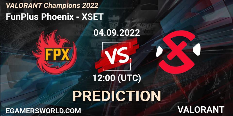 FunPlus Phoenix vs XSET: Betting TIp, Match Prediction. 05.09.2022 at 19:15. VALORANT, VALORANT Champions 2022