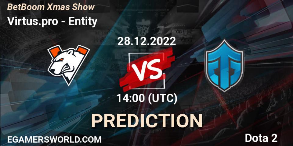 Virtus.pro vs Entity: Betting TIp, Match Prediction. 28.12.2022 at 14:02. Dota 2, BetBoom Xmas Show