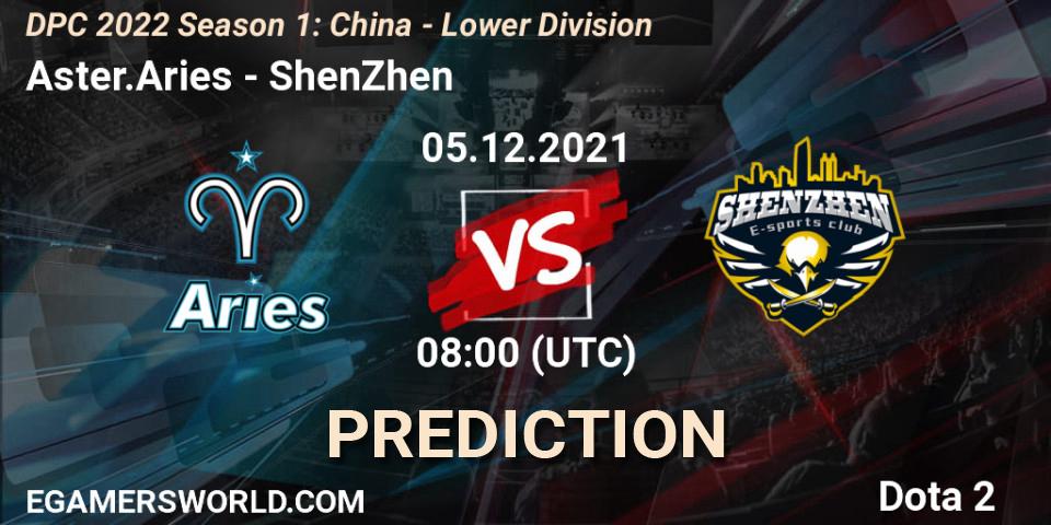 Aster.Aries vs ShenZhen: Betting TIp, Match Prediction. 05.12.2021 at 07:56. Dota 2, DPC 2022 Season 1: China - Lower Division