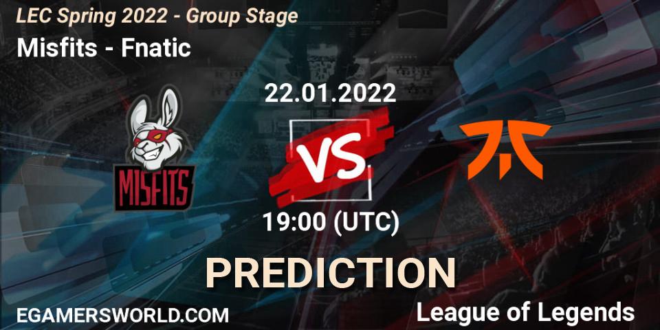 Misfits vs Fnatic: Betting TIp, Match Prediction. 22.01.22. LoL, LEC Spring 2022 - Group Stage