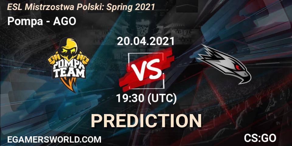 Pompa vs AGO: Betting TIp, Match Prediction. 04.05.21. CS2 (CS:GO), ESL Mistrzostwa Polski: Spring 2021