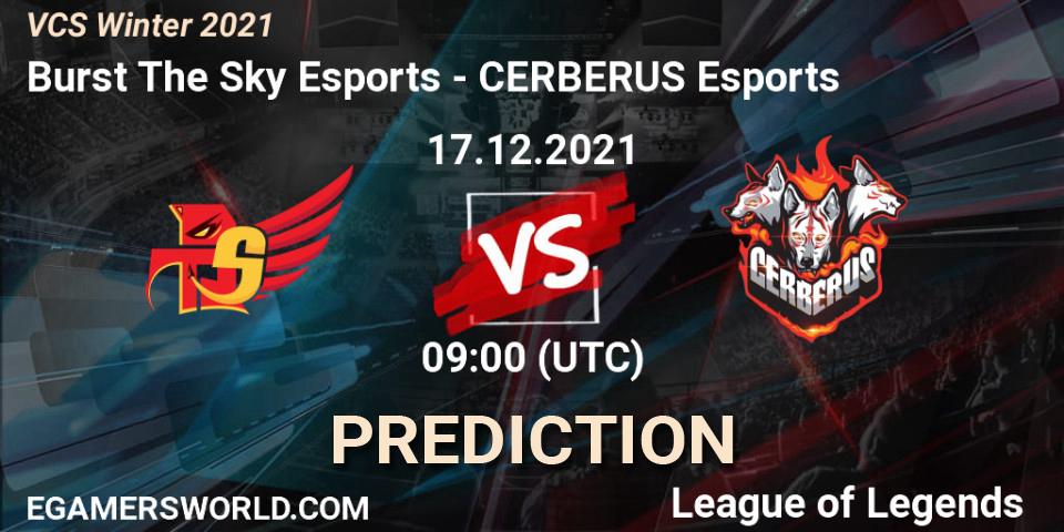 Burst The Sky Esports vs CERBERUS Esports: Betting TIp, Match Prediction. 17.12.2021 at 09:00. LoL, VCS Winter 2021