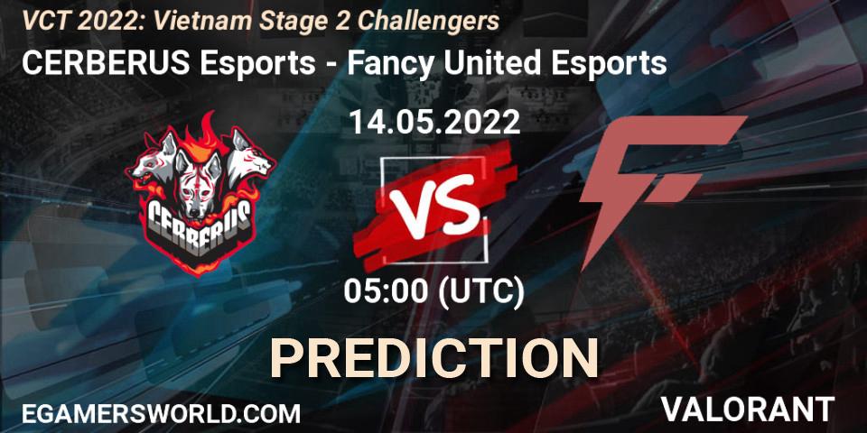 CERBERUS Esports vs Fancy United Esports: Betting TIp, Match Prediction. 14.05.2022 at 05:00. VALORANT, VCT 2022: Vietnam Stage 2 Challengers