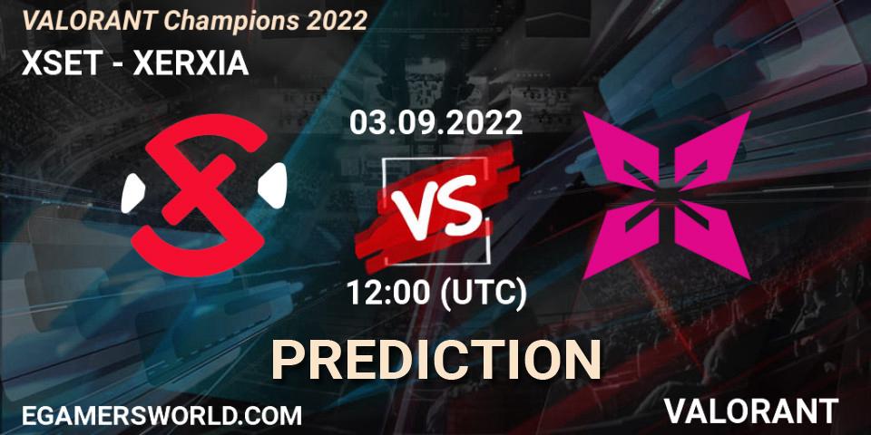 XSET vs XERXIA: Betting TIp, Match Prediction. 03.09.2022 at 12:15. VALORANT, VALORANT Champions 2022