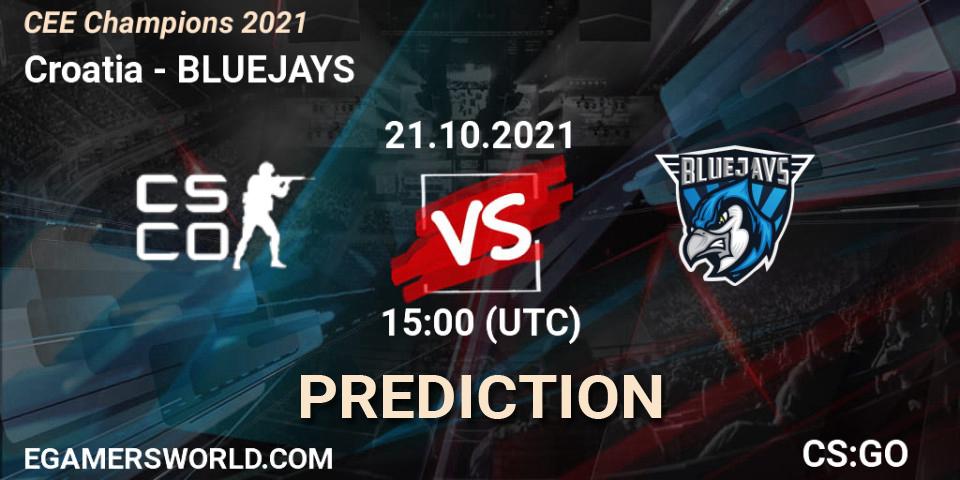 Croatia vs BLUEJAYS: Betting TIp, Match Prediction. 21.10.2021 at 15:00. Counter-Strike (CS2), CEE Champions 2021