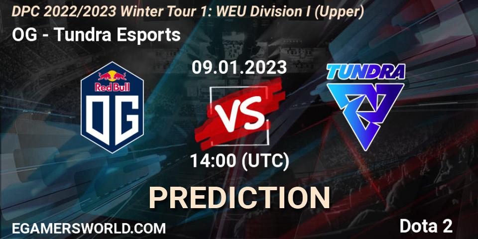 OG vs Tundra Esports: Betting TIp, Match Prediction. 09.01.2023 at 14:01. Dota 2, DPC 2022/2023 Winter Tour 1: WEU Division I (Upper)