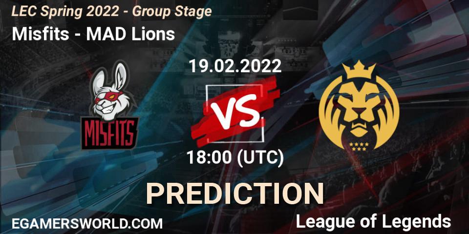 Misfits vs MAD Lions: Betting TIp, Match Prediction. 19.02.22. LoL, LEC Spring 2022 - Group Stage
