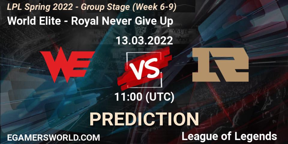 World Elite vs Royal Never Give Up: Betting TIp, Match Prediction. 13.03.22. LoL, LPL Spring 2022 - Group Stage (Week 6-9)