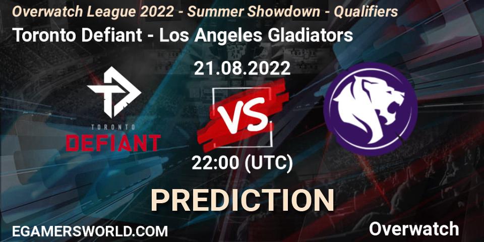 Toronto Defiant vs Los Angeles Gladiators: Betting TIp, Match Prediction. 21.08.22. Overwatch, Overwatch League 2022 - Summer Showdown - Qualifiers