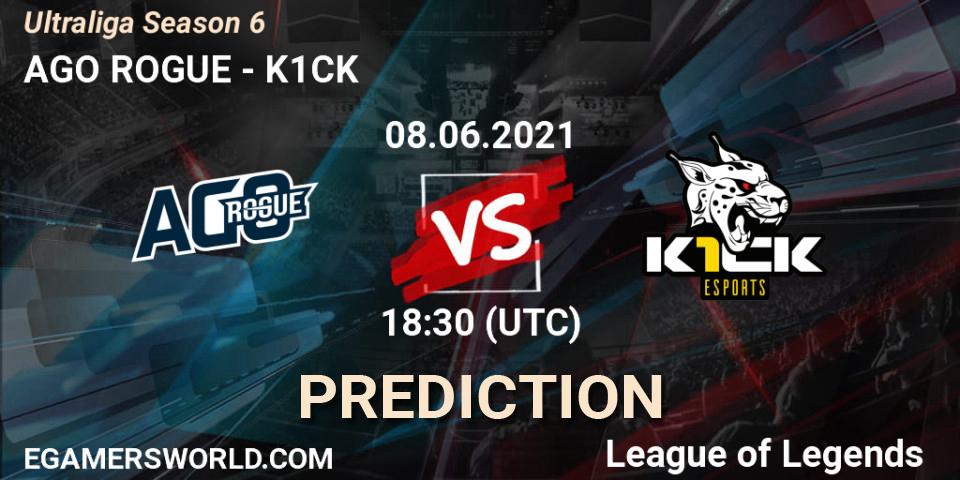 AGO ROGUE vs K1CK: Betting TIp, Match Prediction. 08.06.2021 at 19:00. LoL, Ultraliga Season 6