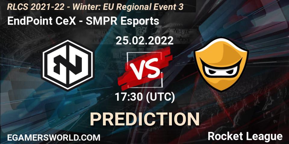 EndPoint CeX vs SMPR Esports: Betting TIp, Match Prediction. 25.02.2022 at 17:30. Rocket League, RLCS 2021-22 - Winter: EU Regional Event 3