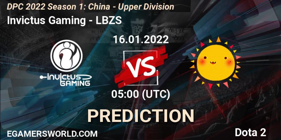 Invictus Gaming vs LBZS: Betting TIp, Match Prediction. 16.01.2022 at 04:56. Dota 2, DPC 2022 Season 1: China - Upper Division