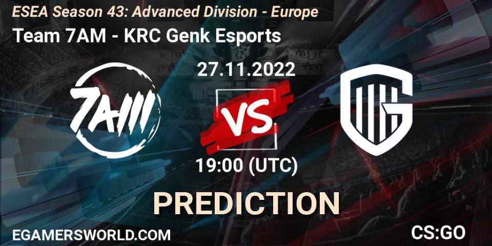 Team 7AM vs KRC Genk Esports: Betting TIp, Match Prediction. 27.11.22. CS2 (CS:GO), ESEA Season 43: Advanced Division - Europe