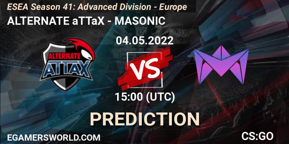 ALTERNATE aTTaX vs MASONIC: Betting TIp, Match Prediction. 04.05.2022 at 15:00. Counter-Strike (CS2), ESEA Season 41: Advanced Division - Europe