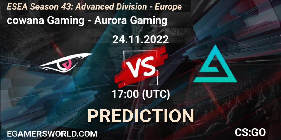 cowana Gaming vs Aurora: Betting TIp, Match Prediction. 24.11.22. CS2 (CS:GO), ESEA Season 43: Advanced Division - Europe
