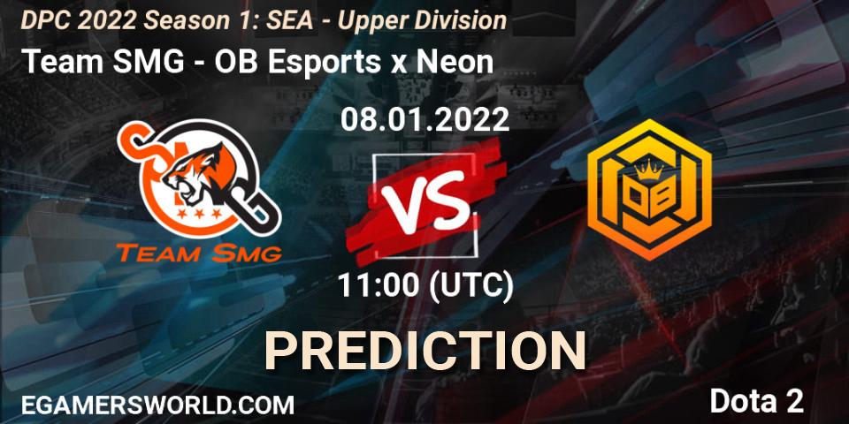 Team SMG vs OB Esports x Neon: Betting TIp, Match Prediction. 14.01.2022 at 08:02. Dota 2, DPC 2022 Season 1: SEA - Upper Division