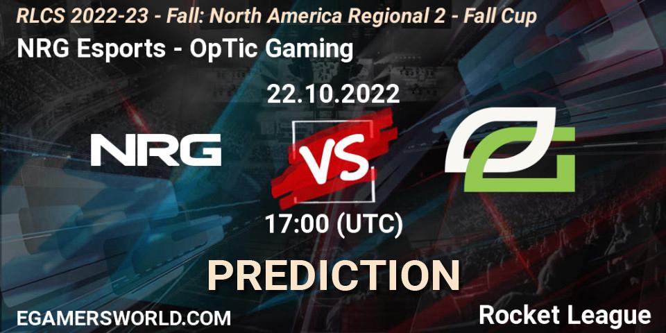 NRG Esports vs OpTic Gaming: Betting TIp, Match Prediction. 22.10.2022 at 17:00. Rocket League, RLCS 2022-23 - Fall: North America Regional 2 - Fall Cup