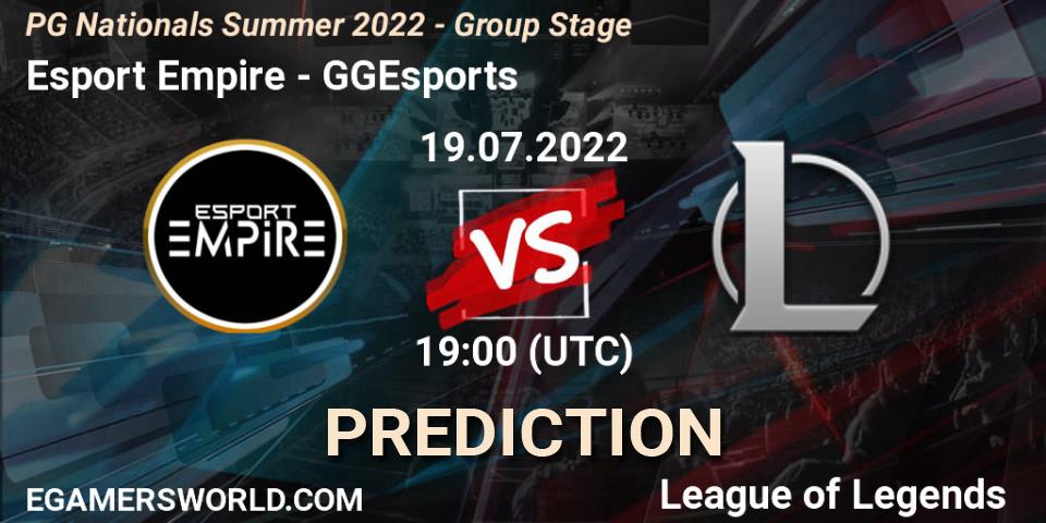 Esport Empire vs GGEsports: Betting TIp, Match Prediction. 19.07.2022 at 19:00. LoL, PG Nationals Summer 2022 - Group Stage