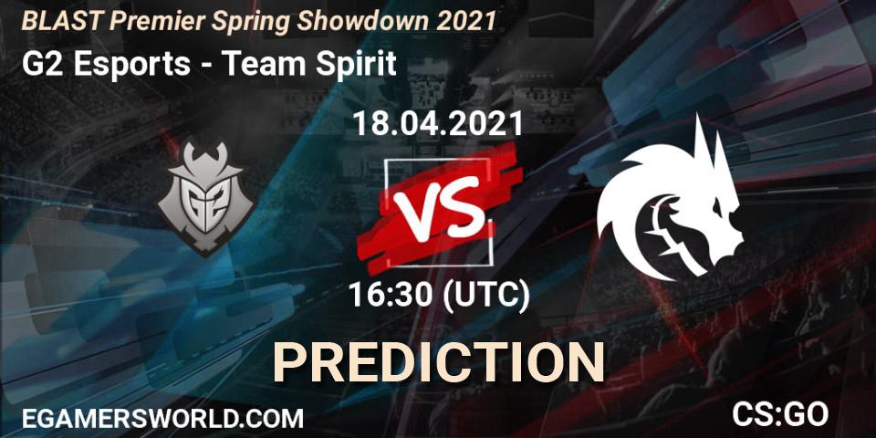 G2 Esports vs Team Spirit: Betting TIp, Match Prediction. 18.04.2021 at 13:30. Counter-Strike (CS2), BLAST Premier Spring Showdown 2021