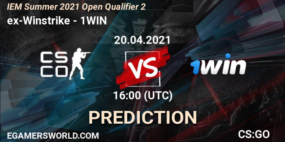 ex-Winstrike vs 1WIN: Betting TIp, Match Prediction. 20.04.2021 at 16:00. Counter-Strike (CS2), IEM Summer 2021 Open Qualifier 2